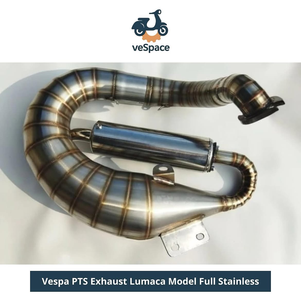 Vespa Small Frame PTS Lumaca Stainless Steel Exhaust - Image 3