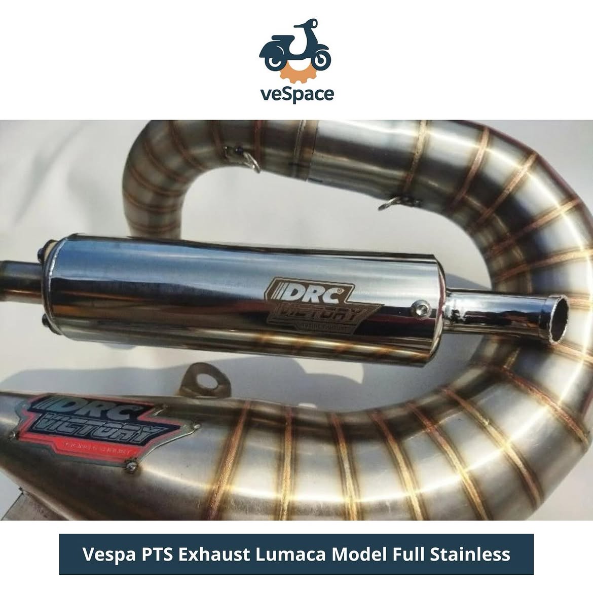 Vespa Small Frame PTS Lumaca Stainless Steel Exhaust - Image 2