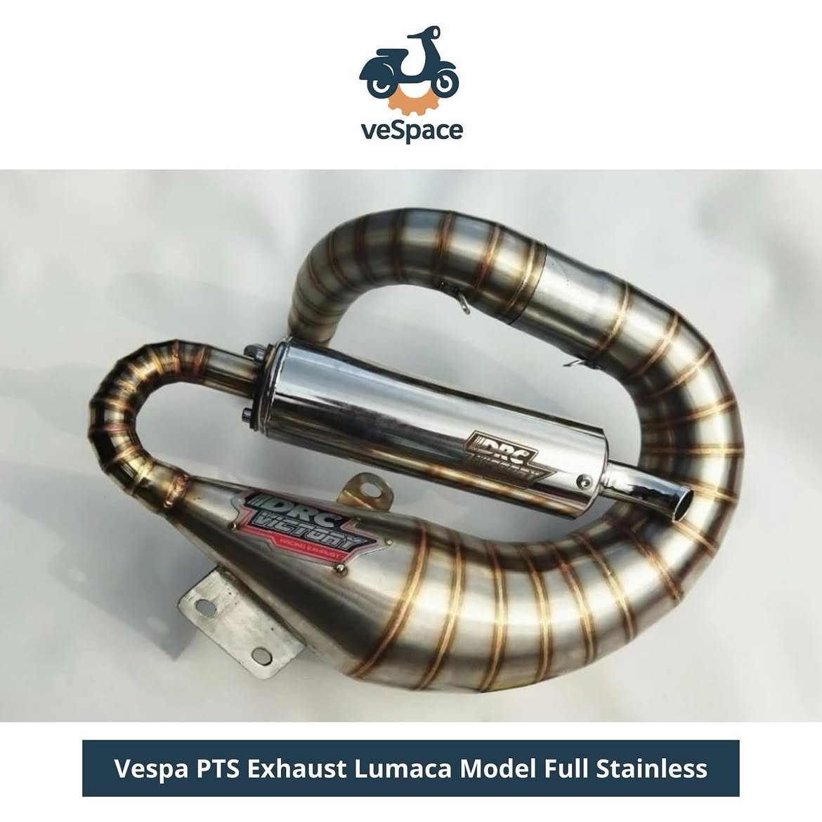 Vespa Small Frame PTS Lumaca Stainless Steel Exhaust